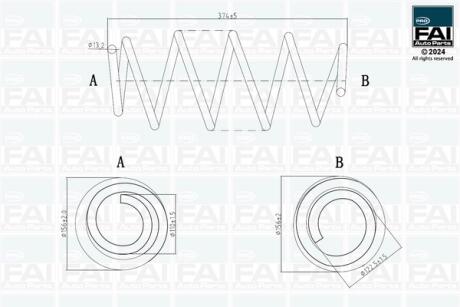 FAI OPEL пружина передня L= 374 mm Combo D 12-,Fiat Doblo 10- Fischer Automotive One (FA1) FPCS184