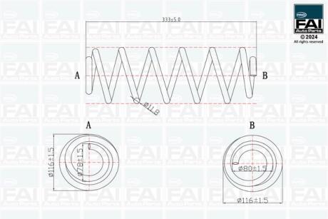 FAI AUDI Пружина задня L=333 mm A3 (8P1)/ Sportback 1.4-2.0 03-12 Fischer Automotive One (FA1) FPCS188