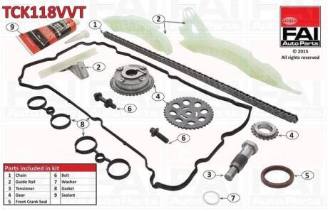 Комплект ланцюга ГРМ Fischer Automotive One (FA1) TCK118VVT