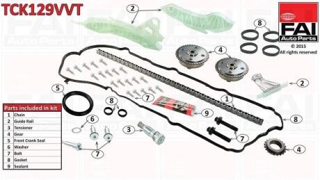 Комплект ланцюга ГРМ Fischer Automotive One (FA1) TCK129VVT
