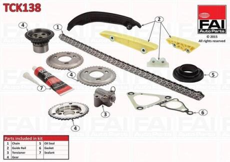 К-кт цепи привода ГРМ (с шестернями) Ford Transit 06-/Land Rover 07- 2.4Tdci Fischer Automotive One (FA1) TCK138