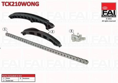 VW К-кт ланцюга ГРМ Jetta IV,Sharan,Tiguan 1.4TSI 07- Fischer Automotive One (FA1) TCK210WONG (фото 1)