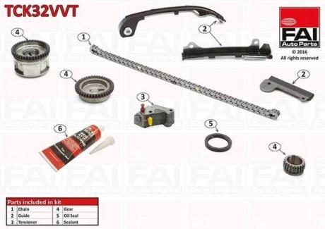FAI NISSAN К-кт ланцюга ГРМ Almera 1.5, 1.8 00-,Primera 2.0 02- Fischer Automotive One (FA1) TCK32VVT