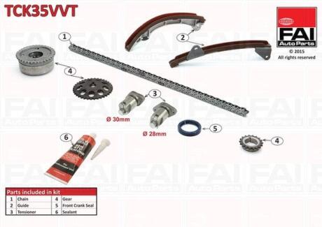 FAI TOYOTA К-кт цепи ГРМ Avensis,Corolla,Rav 4 II Fischer Automotive One (FA1) TCK35VVT