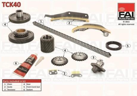 К-кт цепи ГРМ(с шестерней) Mitsubishi Pajero (V6) 3.2 00-/(V8) 3.2 06- Fischer Automotive One (FA1) TCK40