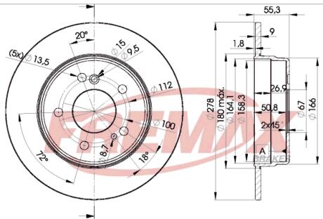 ДИСК ГАЛЬМIВНИЙ ЗАДНIЙ, 2.0-2.2CDI FREMAX BD0412