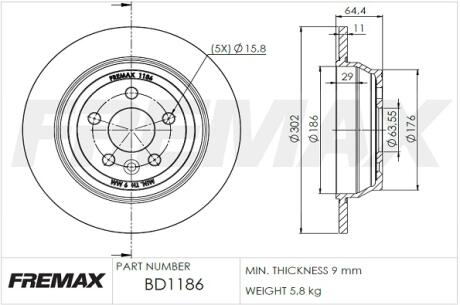 Диск тормозной FREMAX BD1186