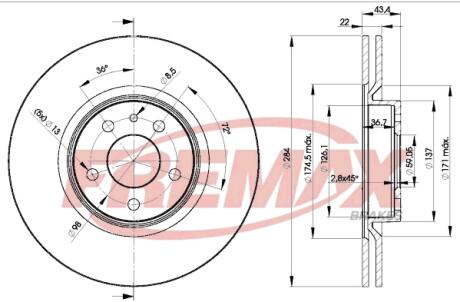 Диск торм. передний, 10- 284mm*5отв FREMAX BD1548