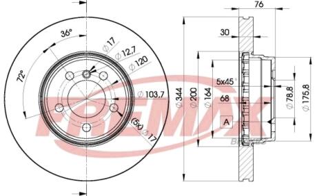 Диск гальм. передній 344mm Range Rover 02-12 FREMAX BD2207