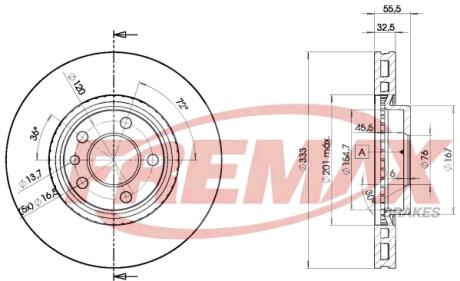 Диск торм. передний, R17 FREMAX BD3020