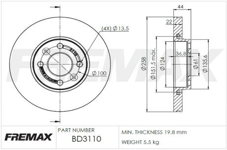 Диск тормозной FREMAX BD3110