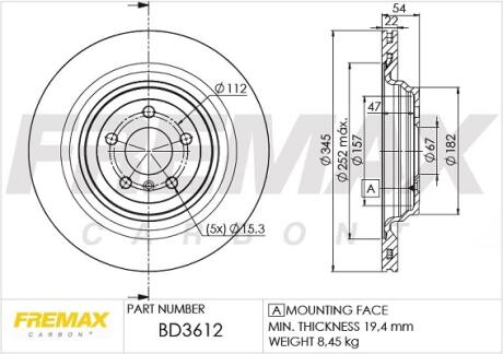 Диск тормозной задний, X166/W166/C292 11- FREMAX BD3612