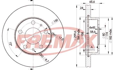 Диск тормозной передний, 94-06 (1.8t) FREMAX BD4682