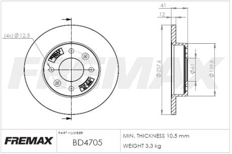 Диск тормозной FREMAX BD4705