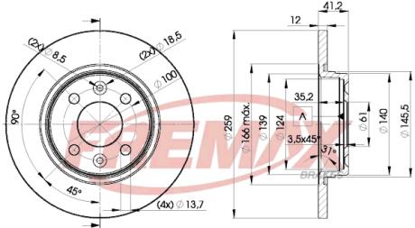 Диск гальм. передній FREMAX BD4707