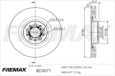 Диск тормозной FREMAX BD5071