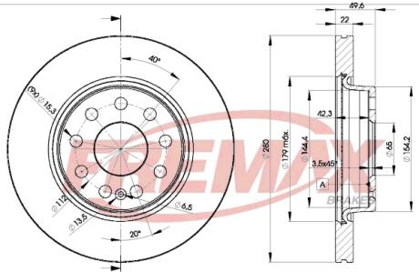 Диск гальм. передній, 04- (280x22mm) FREMAX BD5614