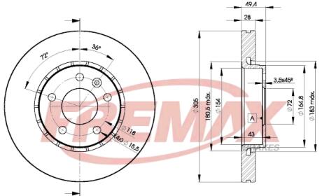 Диск тормозной FREMAX BD6845