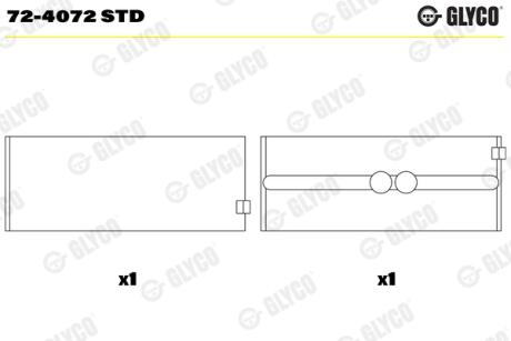 Вкладыши коренные (1 шея). продажа по 7 шт.. SCANIA DC9/DC12/DC16/DSC12/DT12/DT16 Glyco 724072 STD