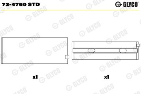 Вкладыши коренные MB 72-4760 STD Glyco 724760 STD