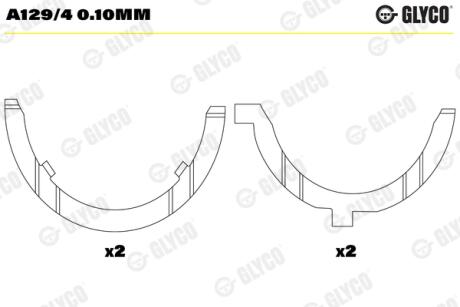 Завзяті півкільця MB OM601/OM602/OM603 A129/4 0.10MM Glyco A1294 0.10MM