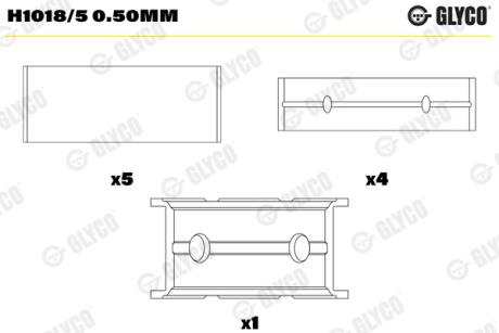Вкладиші корінні (к-кт) Glyco H10185 0.50MM