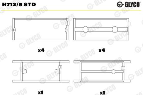 Вкладыши коренные MB OM314 Glyco H7125 STD