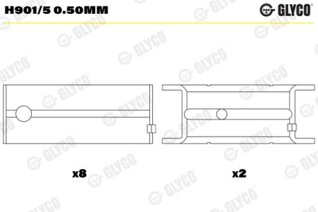 Вкладыши коренные Glyco H9015 0.50MM