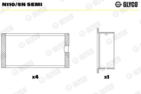 Вкладиші розподільного валу Glyco N1105N SEMI
