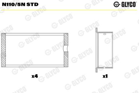 Вкладыши распредвала. MAN/MB D2538/D2848/OM402/OM422/OM442 Glyco N1105N STD
