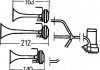 Звуковой сигнал 780/820/880гц 240 Вт 12V мощность 118дБ электро-пневматический HELLA 3PD 003 001-671 (фото 2)