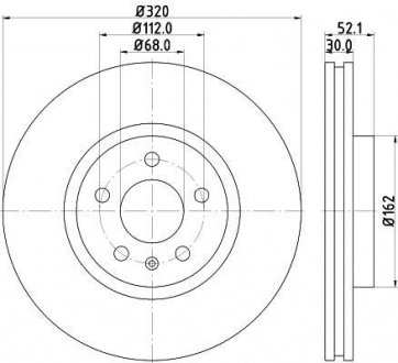 AUDI Диск тормозной передний 320mm A4/A5/A6/Q5 08- HELLA 8DD 355 117-191