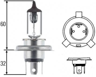 H4 12V Blue Light (Голубая!) 60/55W Автолампа HELLA 8GJ 002 525-361