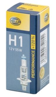 Лампа 12V H1 55W P14.5s PERFORMANCE +120% HELLA 8GH 223 498011