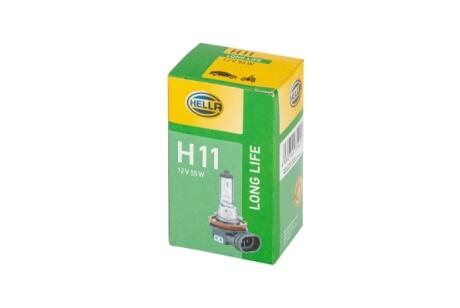 Лампа 12V H11 55W PGJ19-2 LONG LIFE HELLA 8GH 223 498351