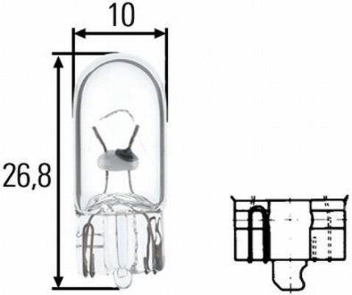 W5W 12V 5W Лампа розжарювання (блістер 2 шт) STANDARD HELLA 8GP 003 594-123 (фото 1)