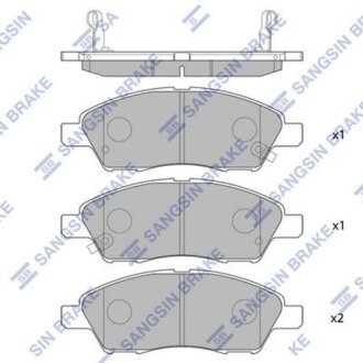 Колодки гальмівні передні дискові NISSAN MICRA 11-17, TIIDA 04-15, NISSAN NOTE 13-н.в. Hi-Q (SANGSIN) SP2084 (фото 1)