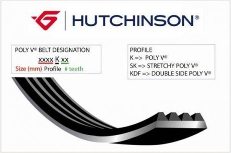 Ремінь генератора (поліклиновий) HUTCHINSON 2200K6