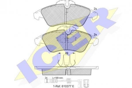 Комплект гальмівних колодок (дискових) ICER 141104-203 (фото 1)