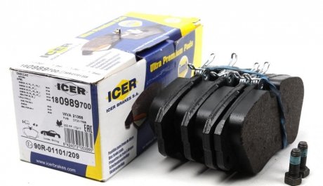 Комплект гальмівних колодок (дискових) ICER 180989700