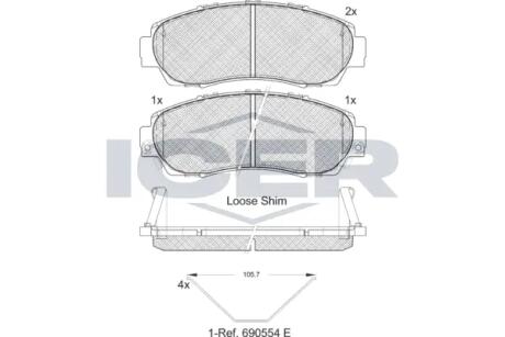 Комплект тормозных колодок (дисковых).) ICER 181811200