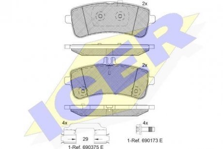 Комплект гальмівних колодок (дискових) ICER 182145-202 (фото 1)