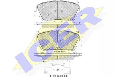 Комплект гальмівних колодок (дискових) ICER 182239 (фото 1)