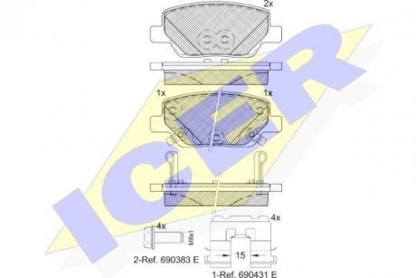 Комплект гальмівних колодок (дискових) ICER 182269 (фото 1)