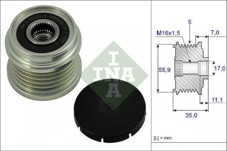 Шків генератора інерційний INA 535000810 (фото 1)