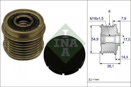 Шкив генератора инерционный INA 535 0176 10 (фото 1)