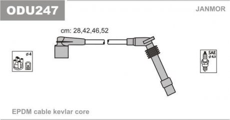 Провода зажигания (EPDM) Opel ASTRA G 1.6 (Z16SE) Janmor ODU247