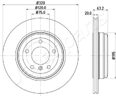 Диск тормозной задн. BMW 5-serie E60/61 (320*20) JAPANPARTS DP0121 (фото 1)