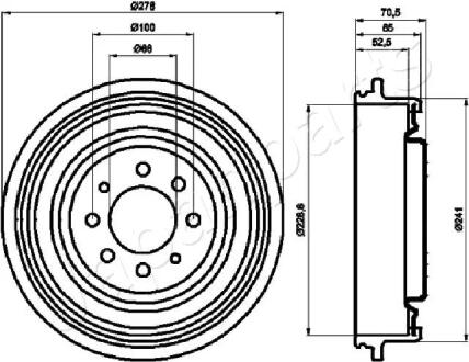 Гальмівний барабан RENAULT Kangoo JAPANPARTS TA0703 (фото 1)