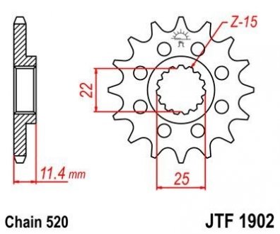 Передня зірка MOTO JT MOTO 105-412-15 (фото 1)
